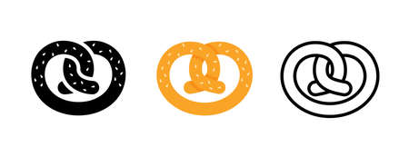 Pretzel icon. Bavarian german bretzel isolated on white background. Oktoberfest symbol. Vector illustration.のイラスト素材