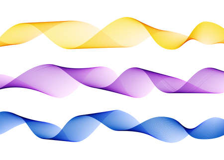 Background with waves. Abstract wavy banner. Curved flow lines. Flyer with swirl fluid gradient on white backdrop. Geometric cover. Futuristic leaflet. Modern poster. Vector illustration.のイラスト素材