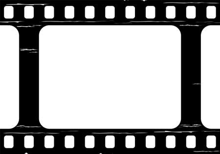 old frame. Black photo reel. vintage cinematic border. Close-up cinema strip with slide on white background. retro camera roll. Negative of filmstrip. vector illustration.のイラスト素材