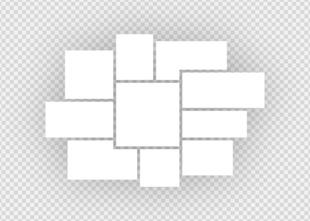 collage layout. Photo moodboard template. Mood board grid. Mosaic pictures frame. Images isolated on transparent background. Album brandboard. gallery banner. Organized portfolio. vector illustrationのイラスト素材