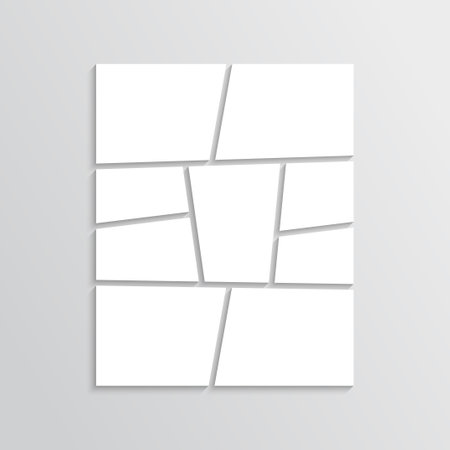 Moodboard layout. Photo collage template. Mood board grid. Mosaic pictures frame. Album brandboard. retro gallery banner. Portfolio images isolated on gray background. vector illustrationのイラスト素材