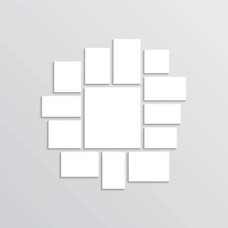 Photo collage template. Moodboard layout. Mood board background. Mosaic picture frame. gallery banner. scrapbook grid. Album brandboard. retro photo frame. Portfolio images isolated Vector illustrationのイラスト素材