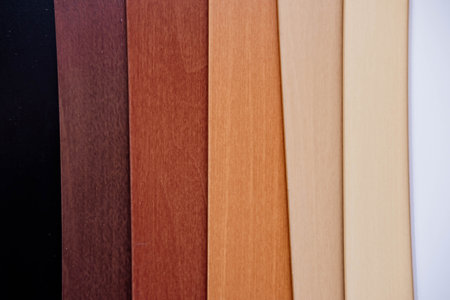 Samples of wooden blinds for windows in a storeの写真素材