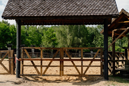 Corral for horses. Place for training and walking.の写真素材