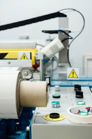 Rolls of fabric for roller blinds are in production.の写真素材
