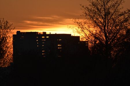 Zoomed in picture of a warm sunsetの写真素材