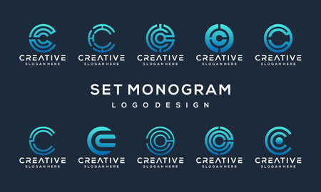 Set of monogram logo designのイラスト素材