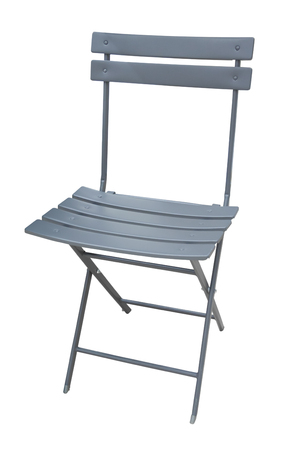 Folding metal chair isolated on white backgroundの写真素材