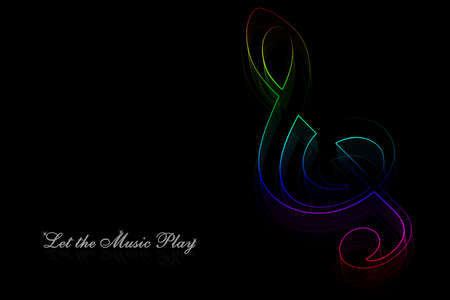 Neon music note on a black backgroundの写真素材