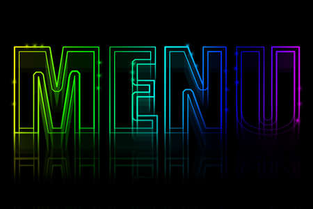 Cover for a menu with a neon sign の写真素材