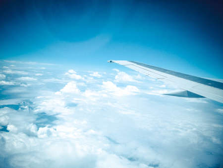 View of the bright sky from airplaneの写真素材