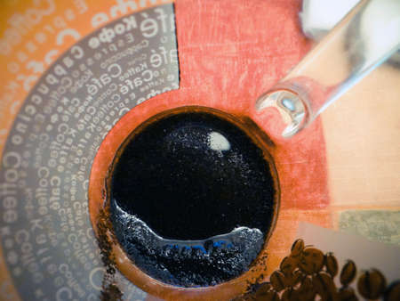 Coffee grounds in the transparent cupの写真素材