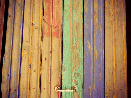 Painted wood texture with door handleの写真素材