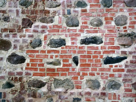Texture of red brick wall backgroundの写真素材