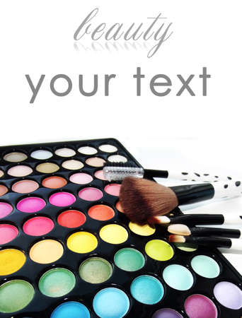Cosmetic palette of shadows with space for textの写真素材
