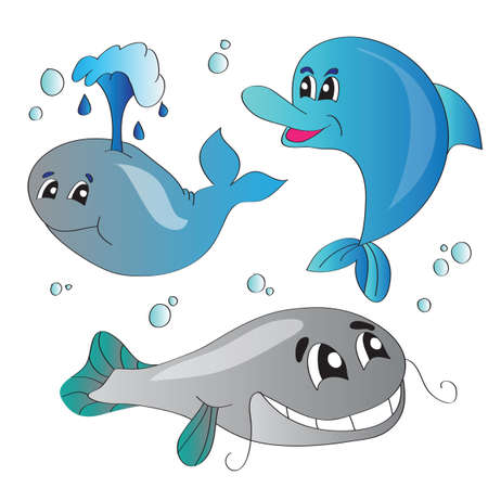 illustration set of images of the marine lifeのイラスト素材