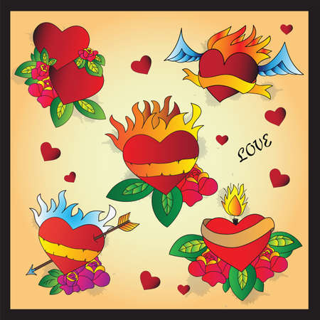 Heart Tattoo Design - flash setのイラスト素材