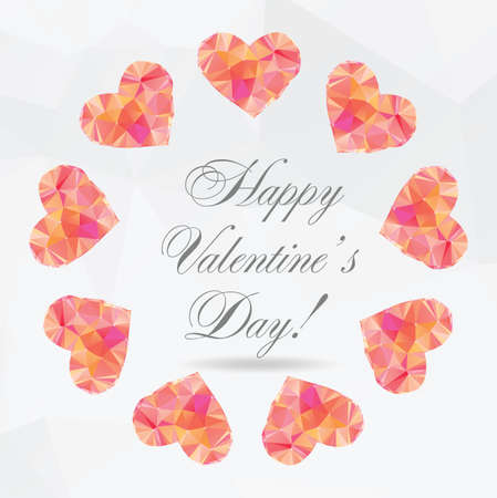 Polygon Hearts, vector illustration - card for holidayのイラスト素材