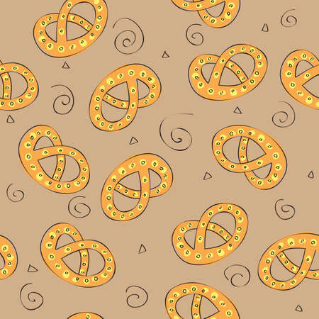 hand drawn pretzel or Beer snack - Seamless pattern - vectorのイラスト素材