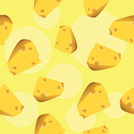 cheese seamless pattern - yellow background - vector illustrationのイラスト素材