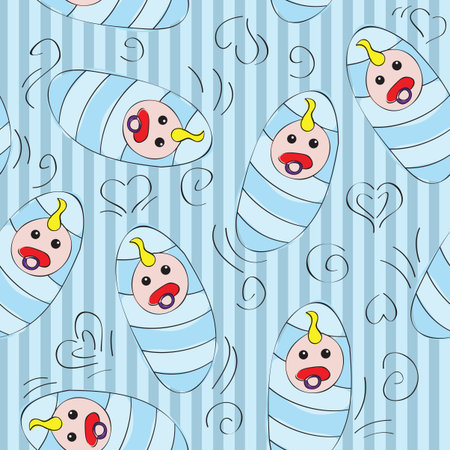 Baby boy seamless pattern background - vector illustrationのイラスト素材