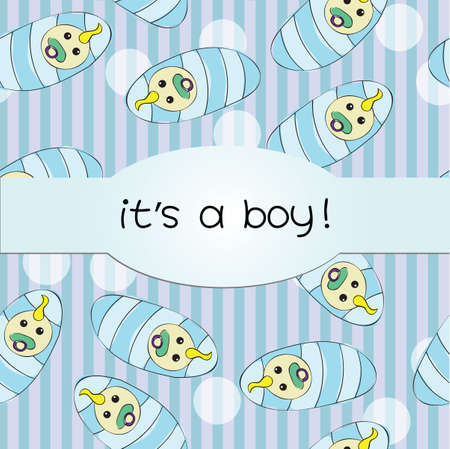 Baby boy seamless pattern background - vector illustration for card - it is a boyのイラスト素材