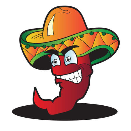 Mexican pepper cartoon character  - vector illustrationのイラスト素材