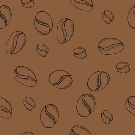 hand-drawn coffee beans seamless pattern - vector illustrationのイラスト素材