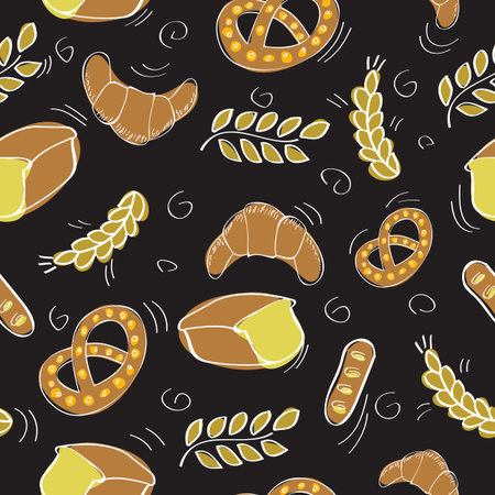 Seamless pattern with bakery products - vector illustrationのイラスト素材