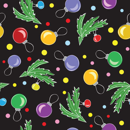 Christmas decorations, balls, seamless pattern - vectorのイラスト素材