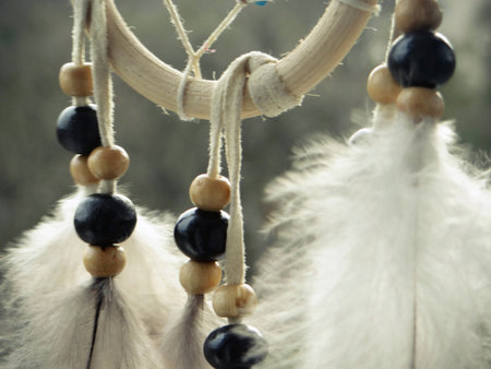 Wooden Dreamcatcher with feathers and beads 