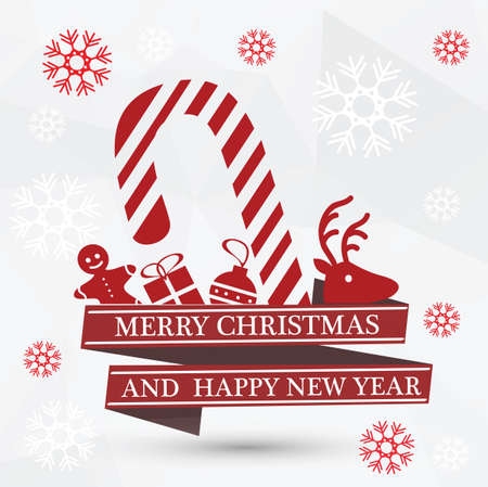 Simple vector white christmas card on gray background - vectorのイラスト素材