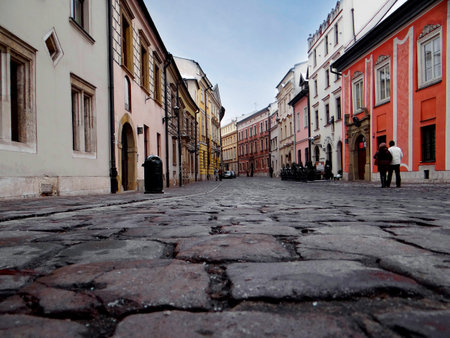Photo of old street in Krakow, Polandの写真素材