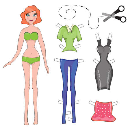 Cute dress up paper doll. Body template, outfitのイラスト素材