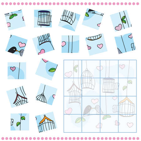 Jigsaw Puzzle game for Children with bidrsのイラスト素材