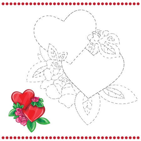 Connect the dots and coloring page with heartのイラスト素材