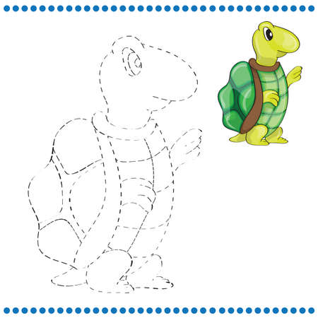 Connect the dots and coloring page with tortoiseのイラスト素材