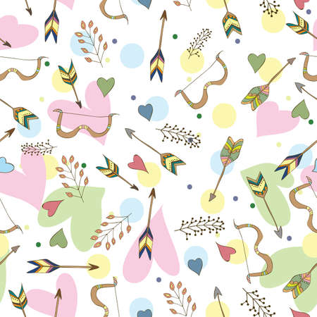 seamless pattern - Ethnic colorful vecor with indian hand drawn arrowsのイラスト素材