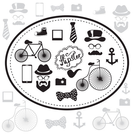 Hipster and retro style icon set - black and white vector illustrationのイラスト素材