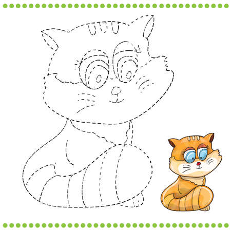 Connect the dots and coloring page - catのイラスト素材