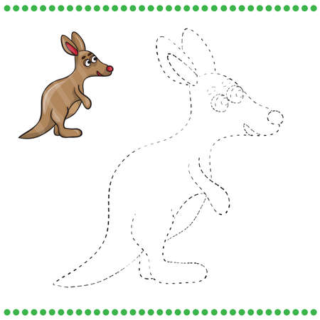 Connect the dots and coloring page - kangarooのイラスト素材
