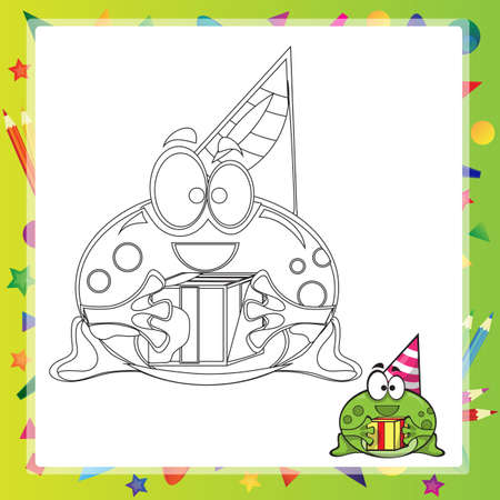 illustration of Cartoon frog - Coloring book - vectorのイラスト素材