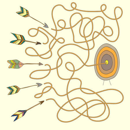 Arrow on target maze - Labyrinth for kidsのイラスト素材