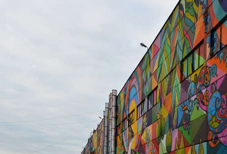 Beautiful street art graffiti by Ramon Martins Minsk, Belarus september 2016 Vulica Brasil Festival - Urban Contemporary Cultureのeditorial素材