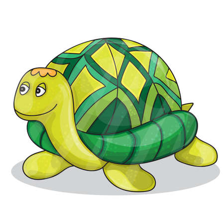 Happy little cartoon turtle smiling vector illustrationのイラスト素材
