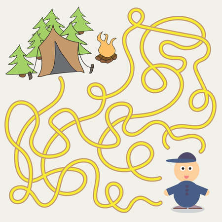 Game template with kids  camping illustration.のイラスト素材