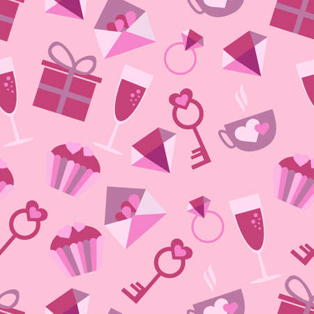 Valentines Day Love icons seamless pattern with iconsのイラスト素材