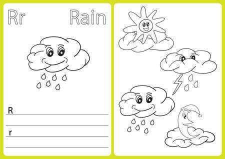 Alphabet A-Z - puzzle Worksheet, Exercises for kids - Coloring bookのイラスト素材