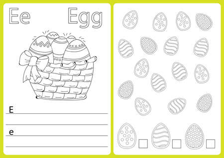 Alphabet A-Z - puzzle Worksheet, Exercises for kids - Coloring bookのイラスト素材