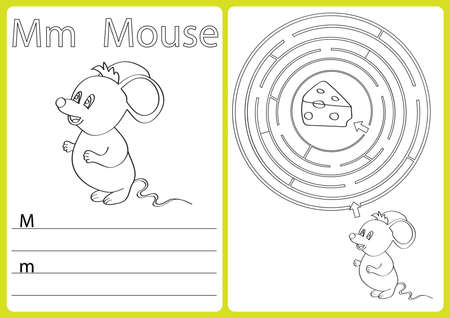 Alphabet A-Z - puzzle Worksheet, Exercises for kids - Coloring book - illustration and vector outlineのイラスト素材